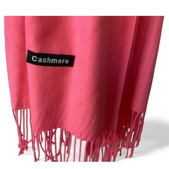 100% Cashmere Coral/ Pink Shawl/Scarf Balletcore Classic Neutral - Picture 3 of 7